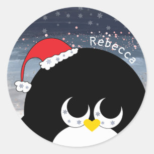 Pegatina Redonda Regalo personalizado de Navidad para niños Santa P
