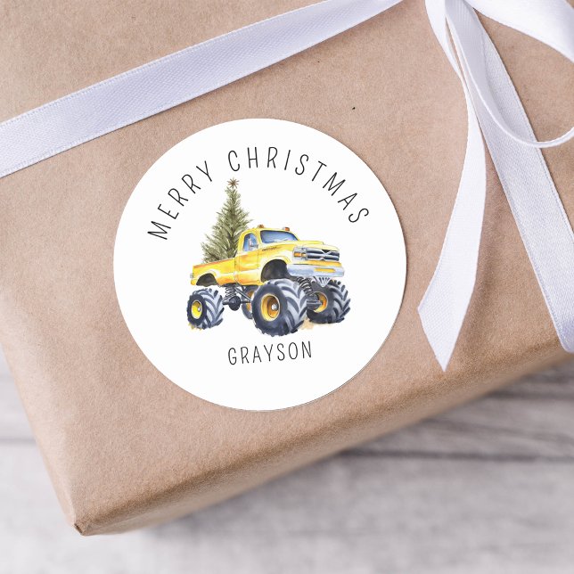 Pegatina Redonda Regalo personalizado de Navidades de camiones de m (Subido por el creador)