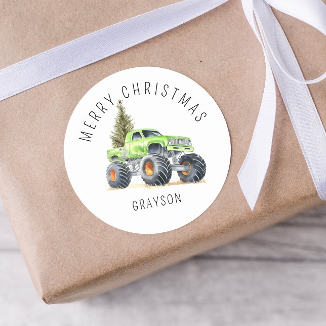 Pegatina Redonda Regalo personalizado de Navidades de camionetas de (Subido por el creador)