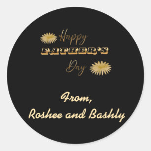 Pegatina Redonda Regalo personalizado de oro Feliz Día del Padre
