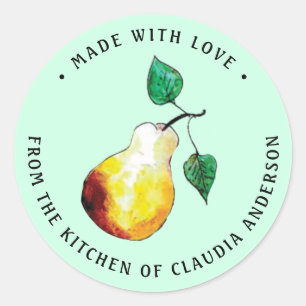Pegatina Redonda Regalo Retro Pear Packaging Mint Green Kitchen