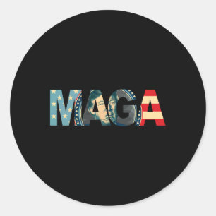 Pegatina Redonda Regalo retro vintage de la bandera norteamericana