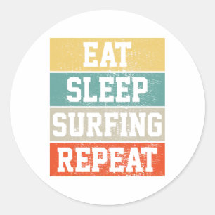 Pegatina Redonda Regalo Retro Vintage de Surfear Surf