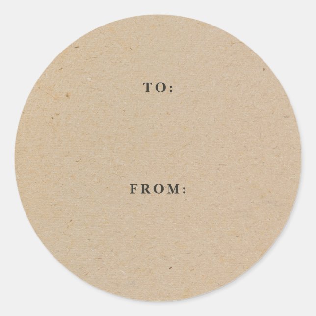 Pegatina Redonda Regalo ruso simple de Kraft (Anverso)