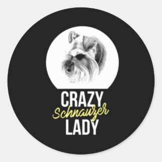 Pegatina Redonda Regalo Schnauzer | Crazy Schnauzer Lady