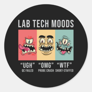 Pegatina Redonda Regalo técnico de laboratorio de Lab Tech Moods