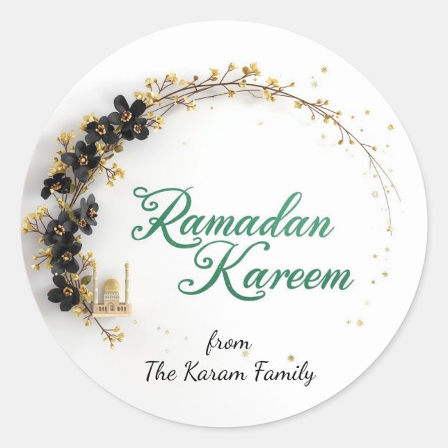 Pegatina Redonda Regalo tema Ramadan Kareem Sticker para celebració (Anverso)