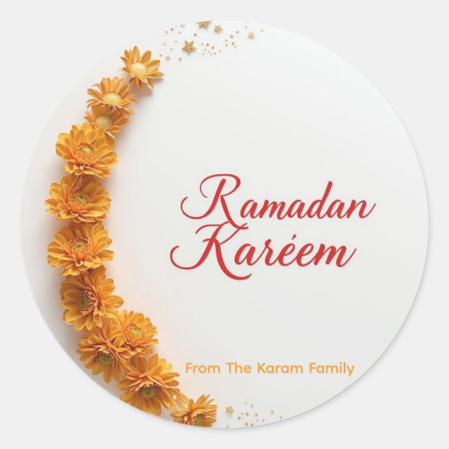 Pegatina Redonda Regalo tema Ramadan Kareem Sticker para celebració (Anverso)
