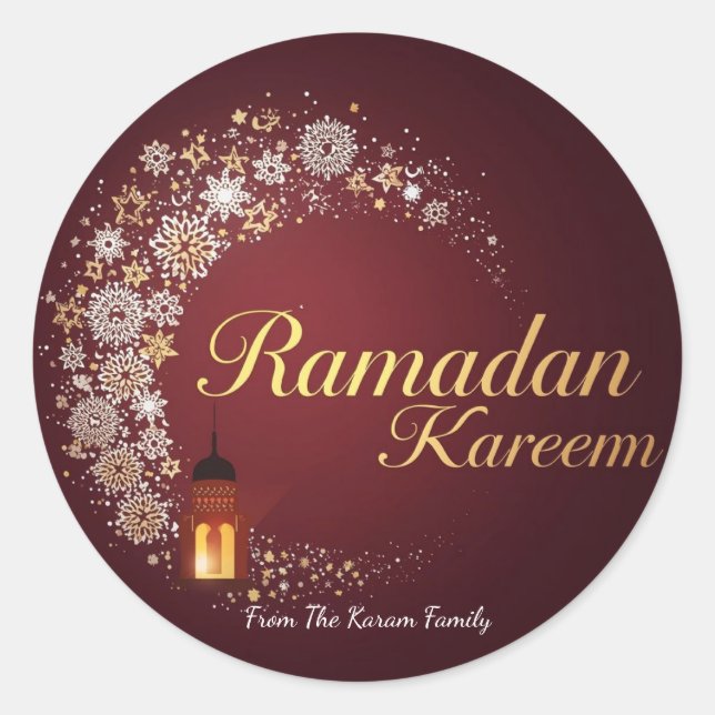 Pegatina Redonda Regalo tema Ramadan Kareem Sticker para celebració (Anverso)