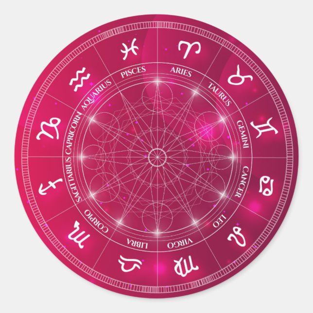Pegatina Redonda Regalo zodiaco de rueda moderna de astrología (Anverso)