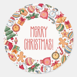 Pegatina Redonda Regalos adicionales Feliz Navidad