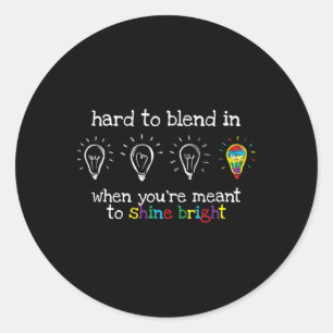 Pegatina Redonda Regalos autistas Niños Hombres Mujeres Autismo Col