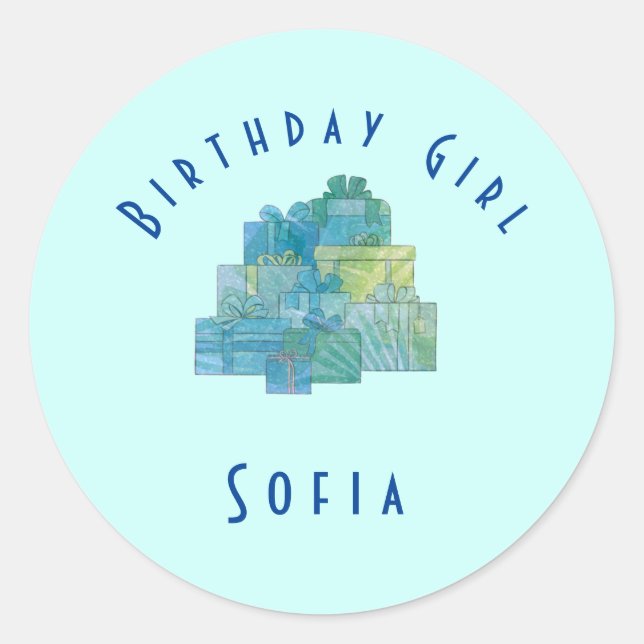 Pegatina Redonda Regalos bonitos para el Chica de cumpleaños Verde  (Anverso)