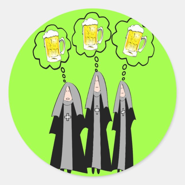 Pegatina Redonda Regalos Católicos De Las Nun~~Hilarante (Anverso)