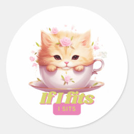 Pegatina Redonda Regalos cómicos para los amantes del gato