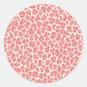 Pegatina Redonda Regalos con estampado de leopardo rosa y crema