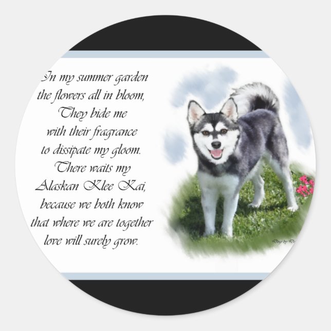 Pegatina Redonda Regalos de Alaskan Klee Kai (Anverso)