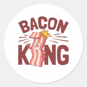 Pegatina Redonda Regalos de amante de la carne de Bacon King para h