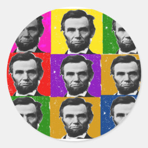 Pegatina Redonda Regalos de arte Abraham Lincoln—9 fotos únicas