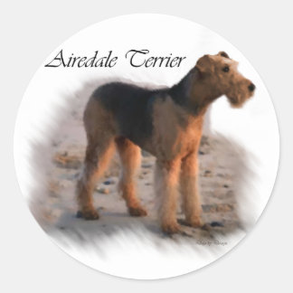 Pegatina Redonda Regalos de arte de Airedale Terrier