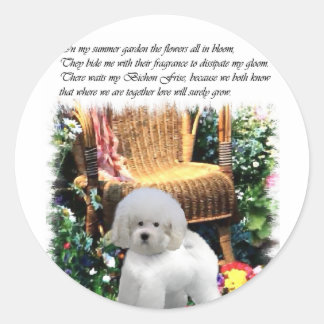 Pegatina Redonda Regalos de arte de Bichon Frise