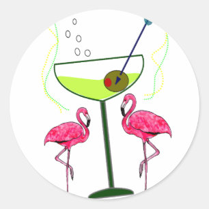 Pegatina Redonda Regalos de arte de flamenco tropical