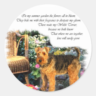 Pegatina Redonda Regalos de arte de Welsh Terrier