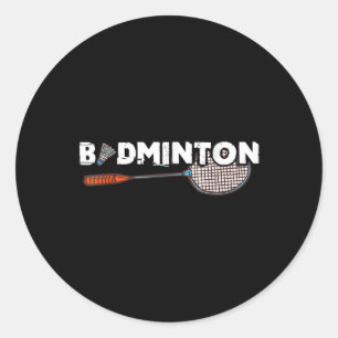 Pegatina Redonda Regalos de bádminton con raqueta de bádminton lind
