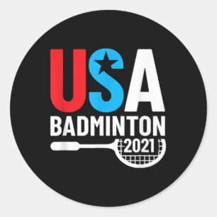 Pegatina Redonda Regalos de bádminton estadounidenses 2021 Usa para