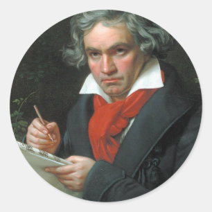 Pegatina Redonda Regalos de Beethoven Camisetas Coleccionables EN O