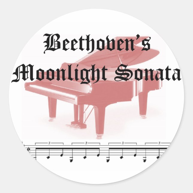 Pegatina Redonda regalos de beethovens monlight sonata (Anverso)