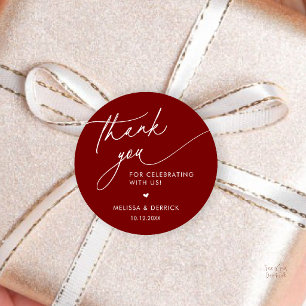 Pegatina Redonda Regalos de Boda Minimalistas Modernos Agradecimien