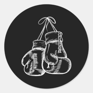 Pegatina Redonda Regalos de boxeador de guantes de boxeo blancos de