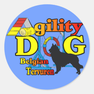 Pegatina Redonda Regalos de Camisetas belgas Tervuren Agility