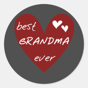 Pegatina Redonda Regalos de camisetas de la mejor abuela del corazó