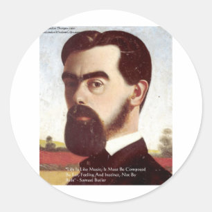 Pegatina Redonda Regalos de citas de sabiduría de Samuel Butler "Vi