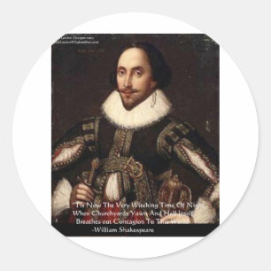 Pegatina Redonda Regalos de citas de Shakespeare Halloween "Contagi