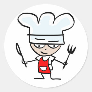 Pegatina Redonda Regalos de cocina con dibujos animados divertidos