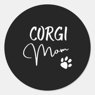 Pegatina Redonda Regalos de Corgi Mom Mascota para los amantes de l
