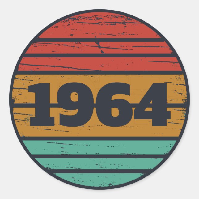 Pegatina Redonda Regalos de cumpleaños 60 vintage personalizados (Anverso)