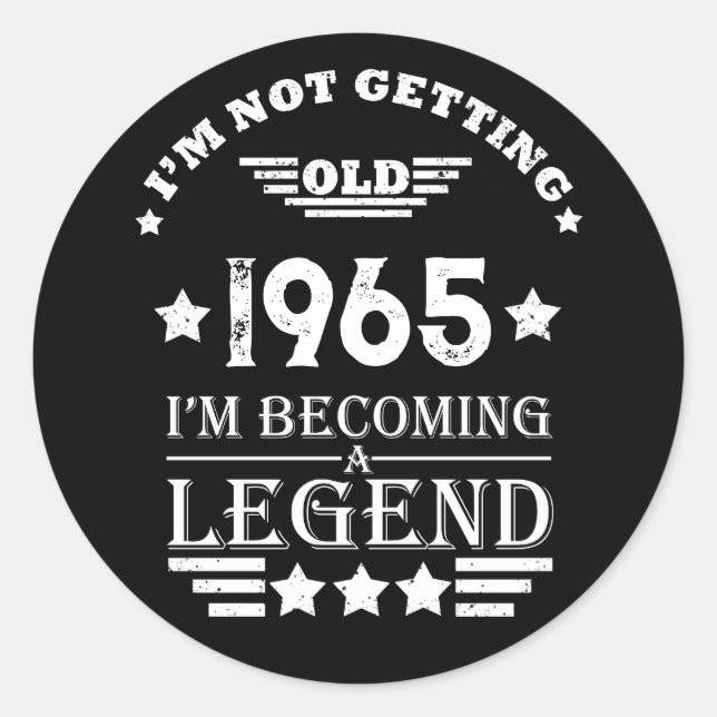 Pegatina Redonda Regalos de cumpleaños 60 vintage personalizados (Anverso)