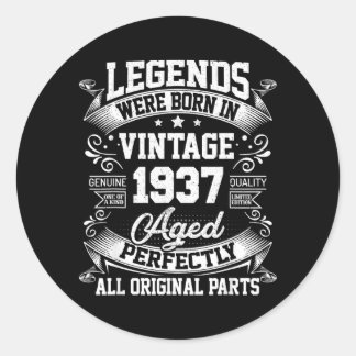 Pegatina Redonda Regalos de cumpleaños Vintage 90 Hombres Mujeres 9