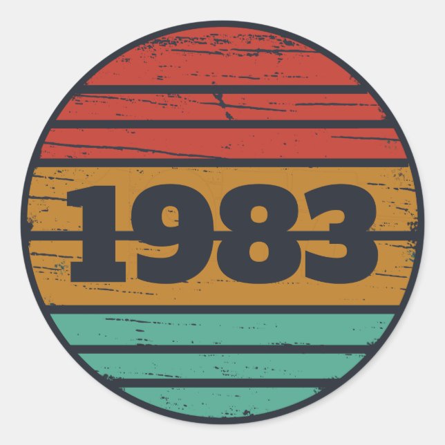 Pegatina Redonda Regalos de cumpleaños vintage personalizados (Anverso)