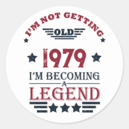 Pegatina Redonda Regalos de cumpleaños vintage personalizados rojos