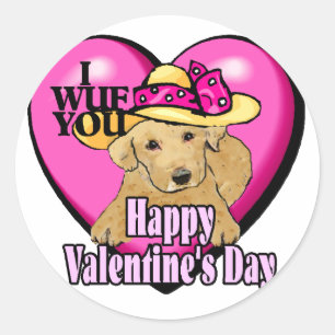 Pegatina Redonda Regalos de El día de San Valentín Labrador Recuper
