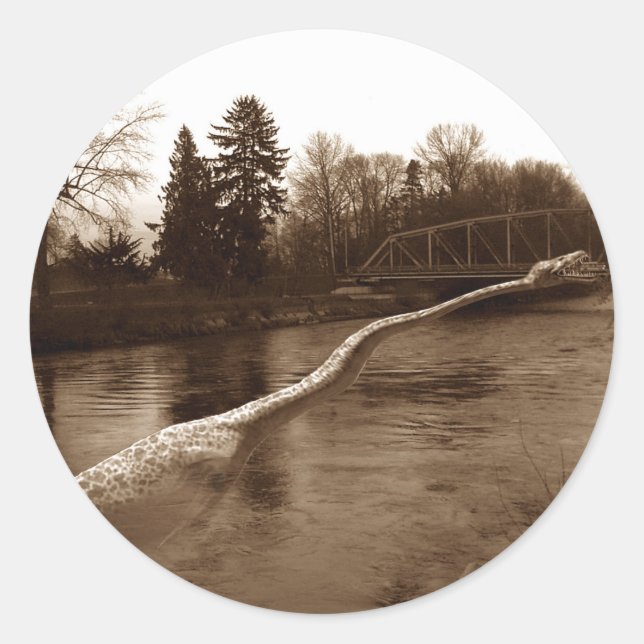 Pegatina Redonda Regalos de Elasmosaurus (Anverso)