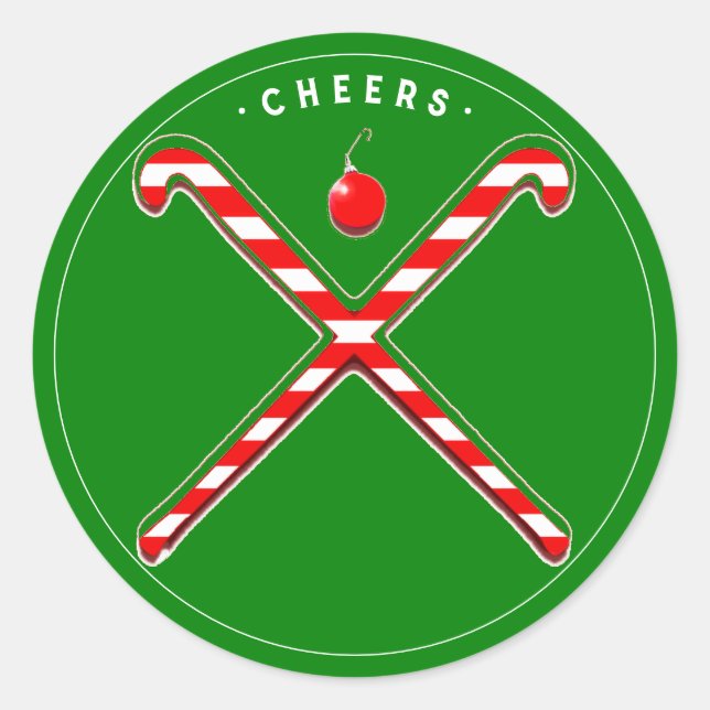 Pegatina Redonda Regalos de feriado de hockey sobre hierba (Anverso)