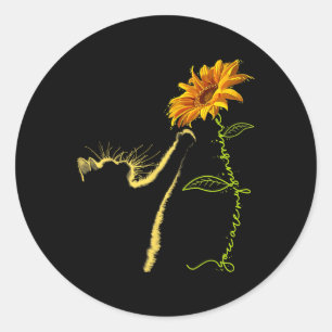 Pegatina Redonda Regalos De Girasol De Gato Para Los Amantes Del Ga