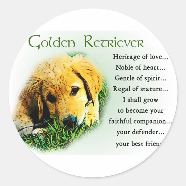 Pegatina Redonda Regalos de Golden Retriever (Anverso)