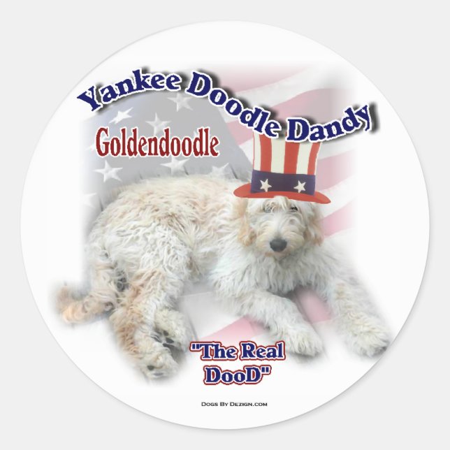 Pegatina Redonda Regalos de Goldendoodle (Anverso)